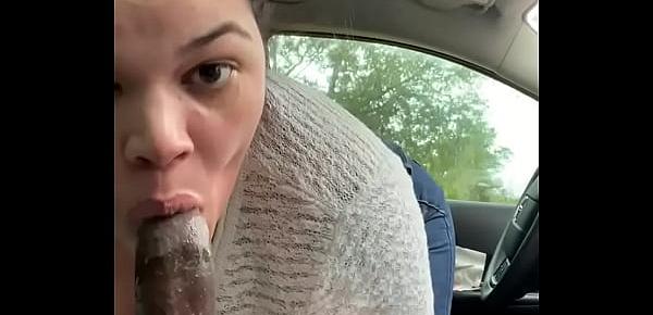  Pawg gets caught sucking bbc in public with her tits out. HOT